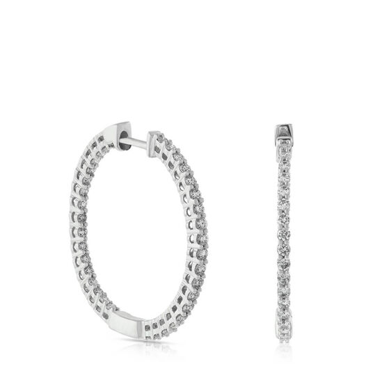 Inside Out Diamond Hoop Earrings 14K, 1 ctw.