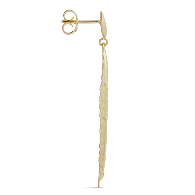 Toscano Ribbed Leaf Earrings, 14K Yellow Gold