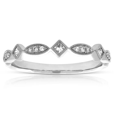 Round & Princess Cut Diamond Band 14K
