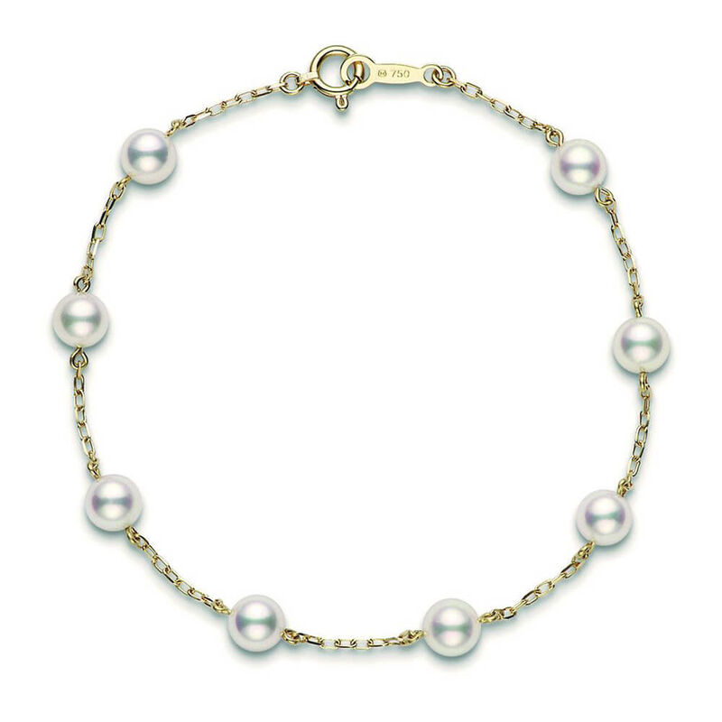 Mikimoto Akoya Cultured Pearl Station Bracelet 5mm, A+, 18K image number 0