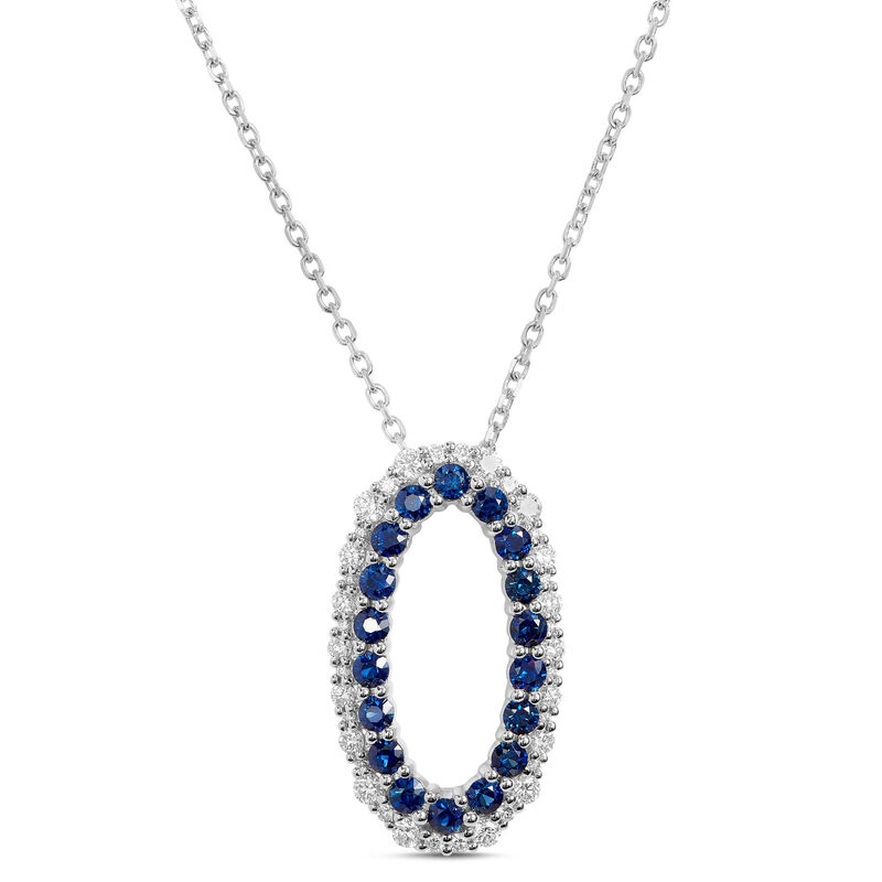 Sapphire and Diamond Necklace, 18K White Gold image number 0