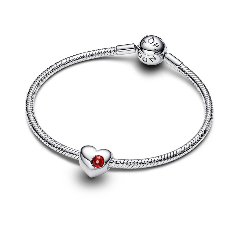 Pandora Engravable Red Stone Heart Charm image number 2
