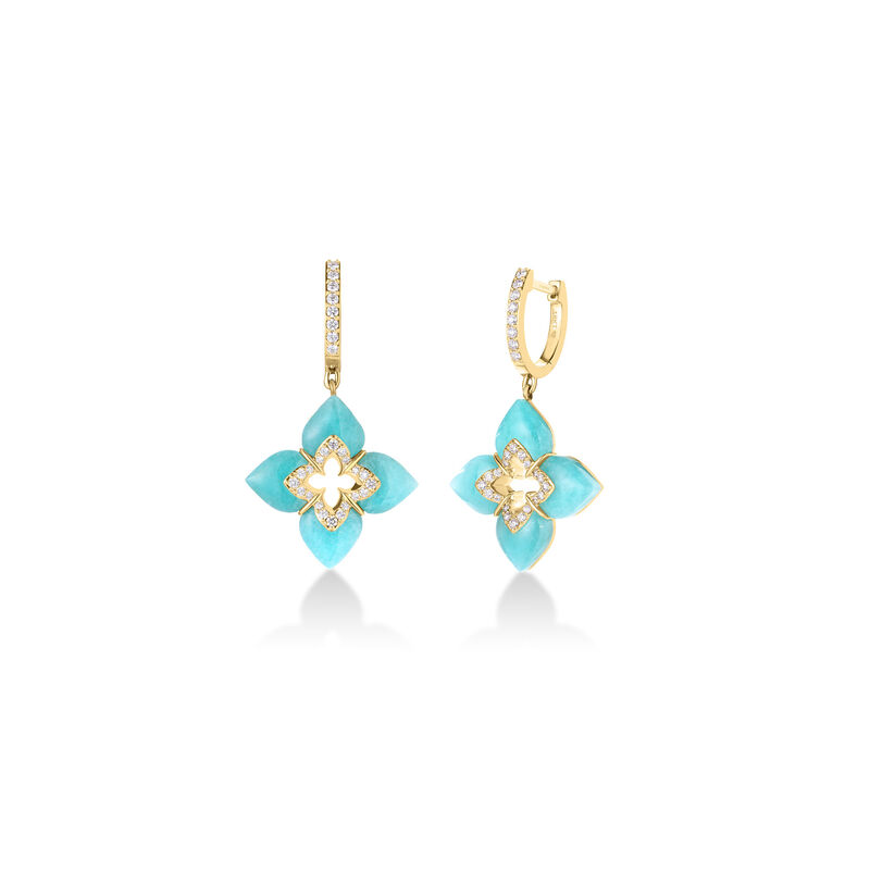 Roberto Coin 18K Yellow Gold Venetian Princess Cabochon Flower Dangle Earrings image number 0