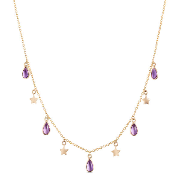 Lisa Bridge Amethyst and Gold Star Dangle Necklace, 14K Yellow Gold