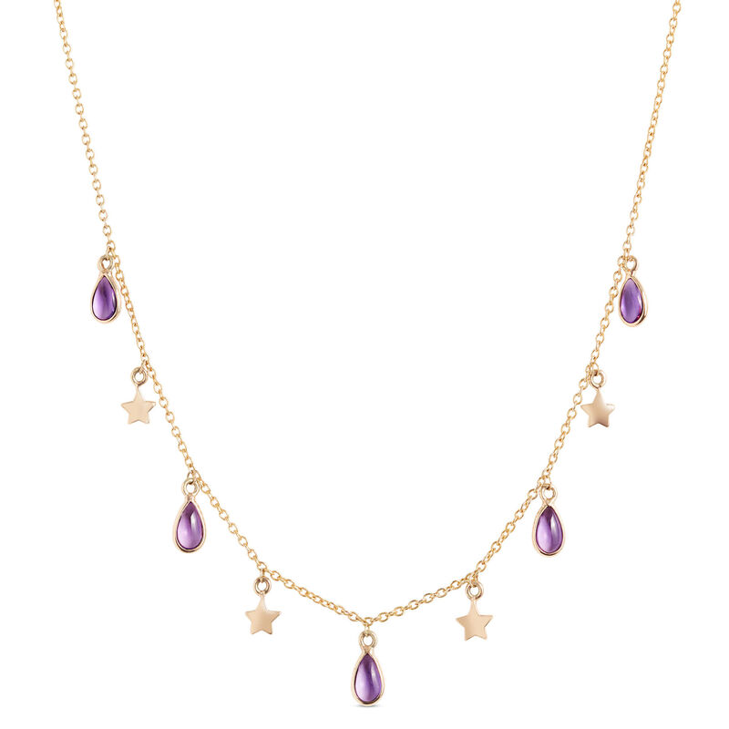 Lisa Bridge Amethyst and Gold Star Dangle Necklace, 14K Yellow Gold image number 0