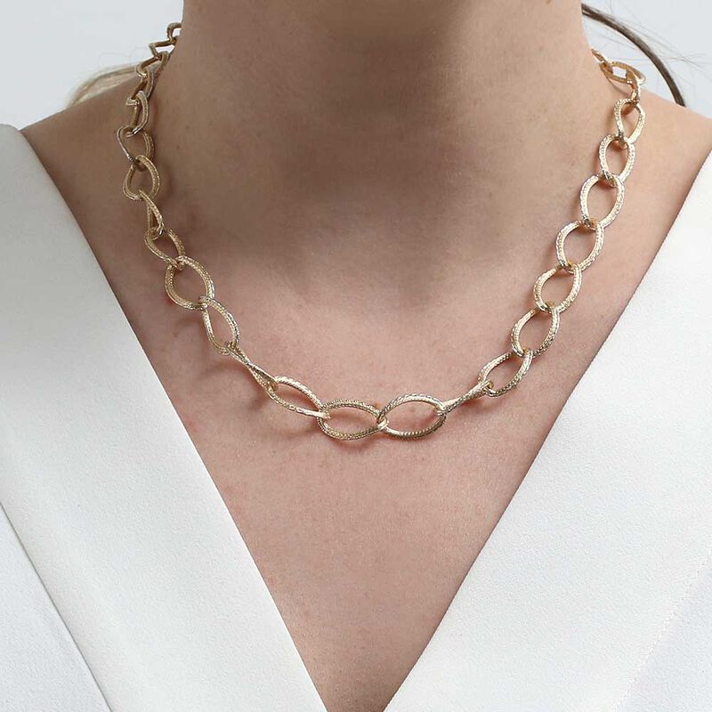 Toscano Two-Tone Graduated Oval Link Necklace 14K image number 1