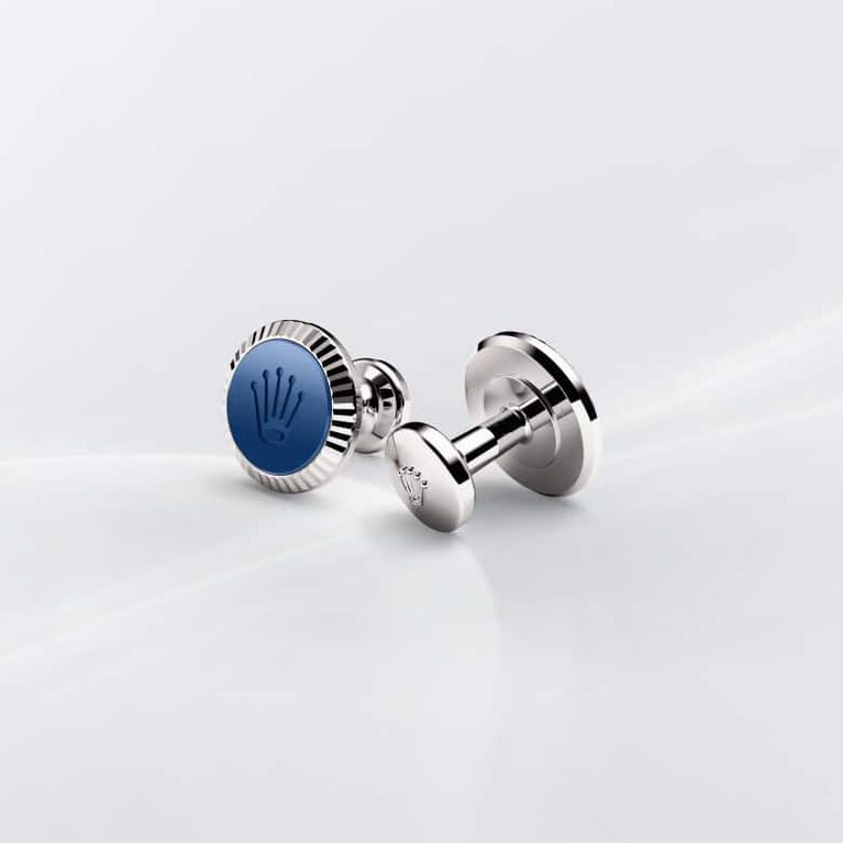 Rolex Fluted cufflinks, 18 kt white gold, A1039