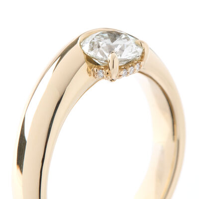 Bella Ponte Asymmetrical Engagement Ring, 14K Yellow Gold Size 10