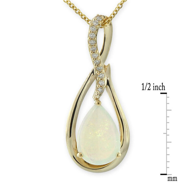 Opal & Diamond Pendant 14K image number 3
