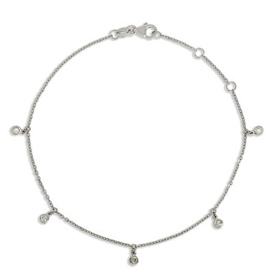 Classic Round Diamond Station Bracelet, 1/10 Carat Total Weight, 14K White Gold