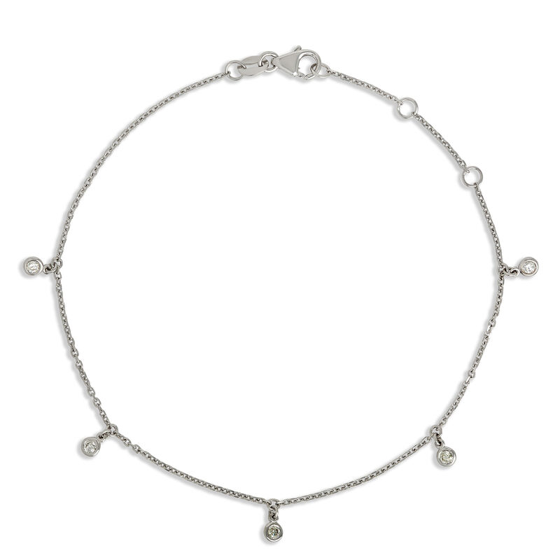 Classic Round Diamond Station Bracelet, 1/10 Carat Total Weight, 14K White Gold image number 1