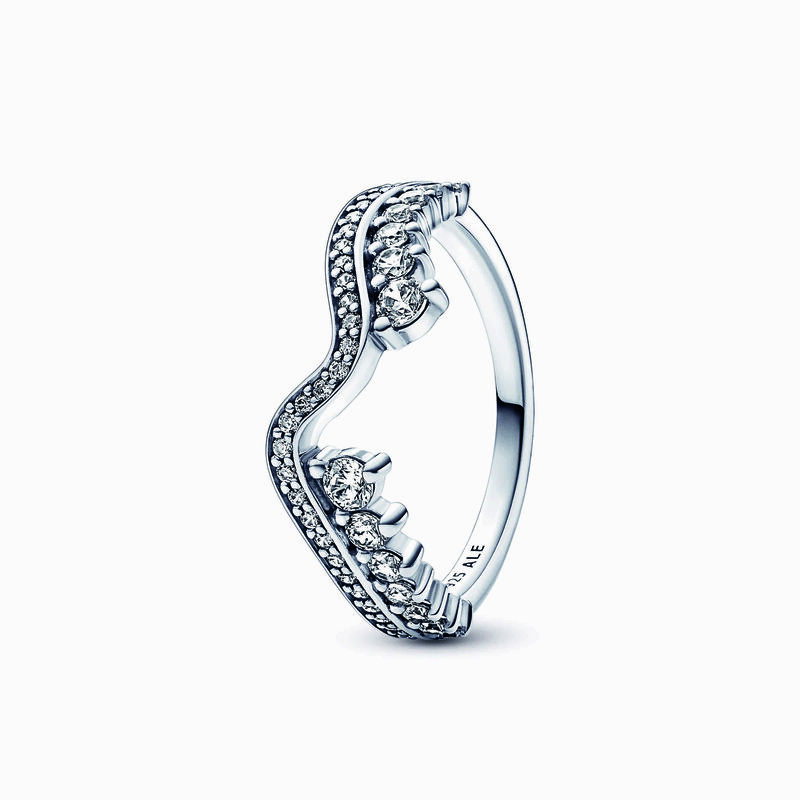 Pandora Sparkling Asymmetric Wave Ring image number 0
