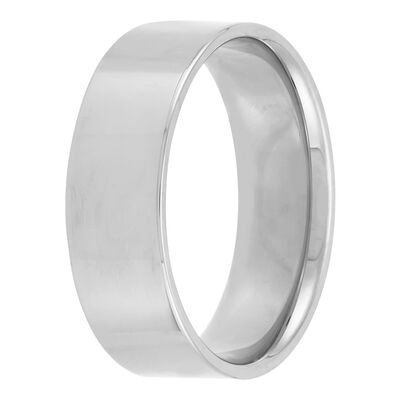 Polished Pipe Comfort Fit 7mm Band in Platinum