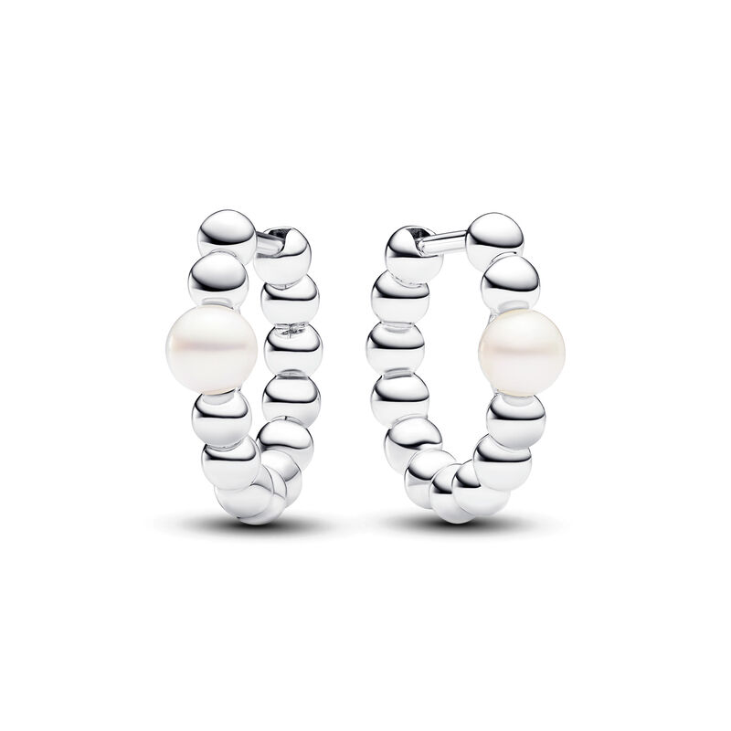 Pandora Treated Freshwater Cultured Pearl & Beads Hoop Earrings image number 0