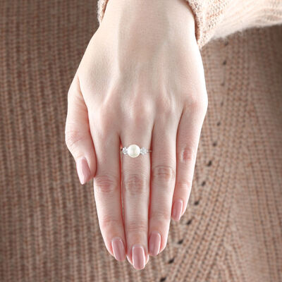 Cultured Freshwater Button Pearl Ring 14K