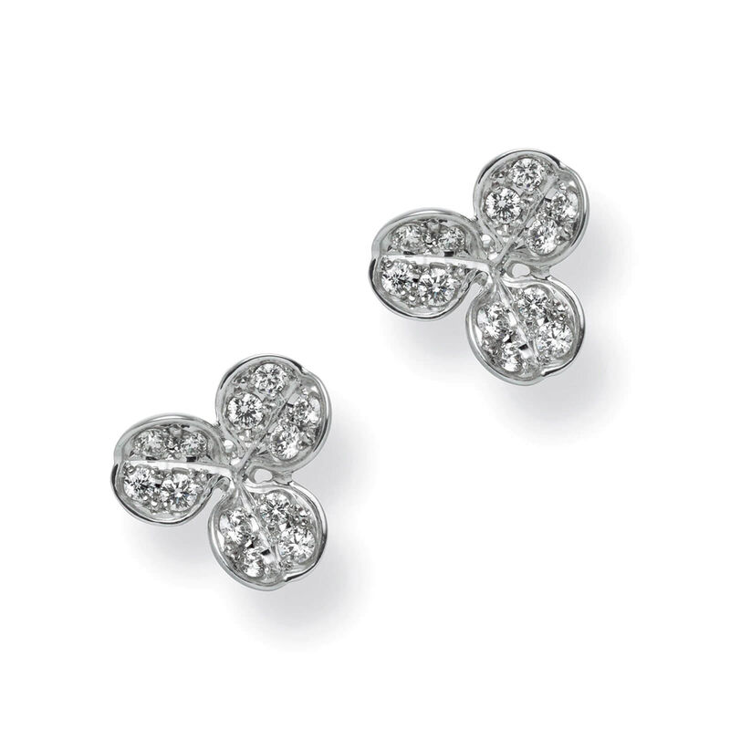 Mikimoto Fortune Leaves Akoya Pearl & Diamond Stud Earrings 18K image number 1