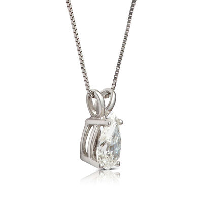 Pear Shaped Diamond Pendant, &frac34; Carat Total Weight, 14K White Gold
