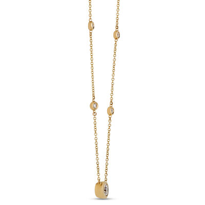 Classic Round Diamond Station Necklace, &frac12; Carat Total Weight,  14K Yellow Gold