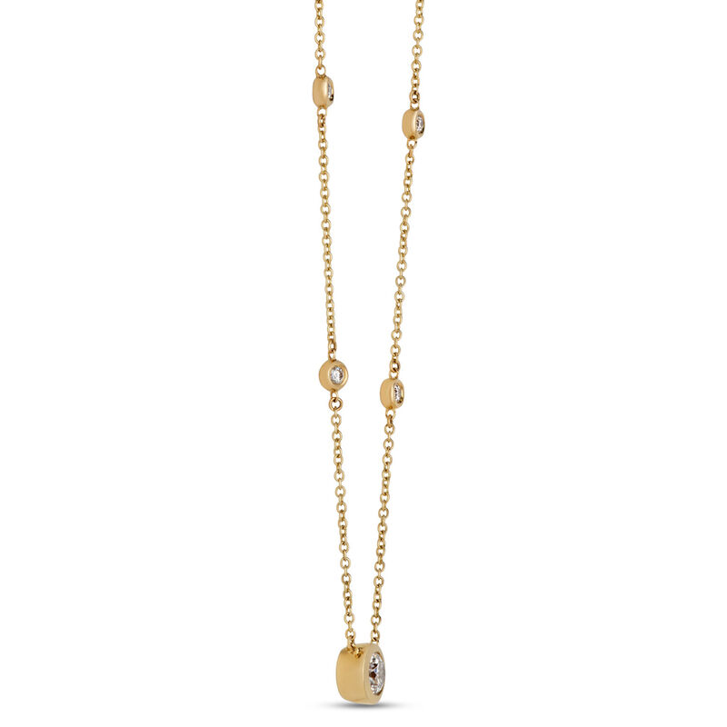 Classic Round Diamond Station Necklace, &frac12; Carat Total Weight,  14K Yellow Gold image number 1