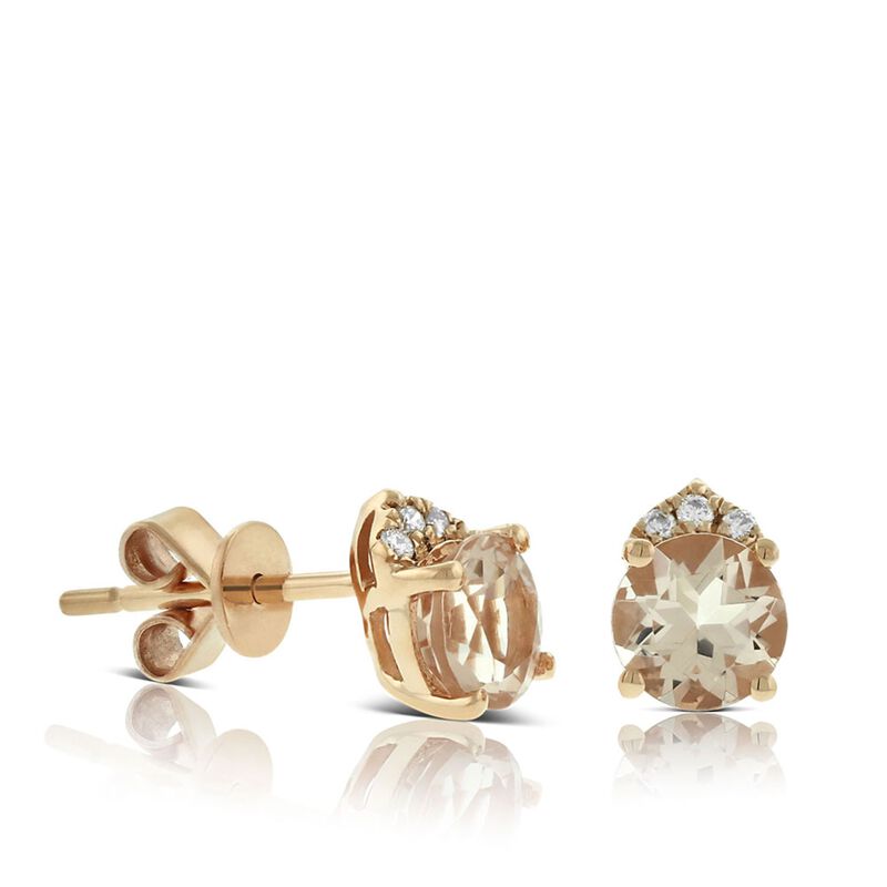 Rose Gold Morganite & Diamond Stud Earrings 14K&nbsp; image number 0