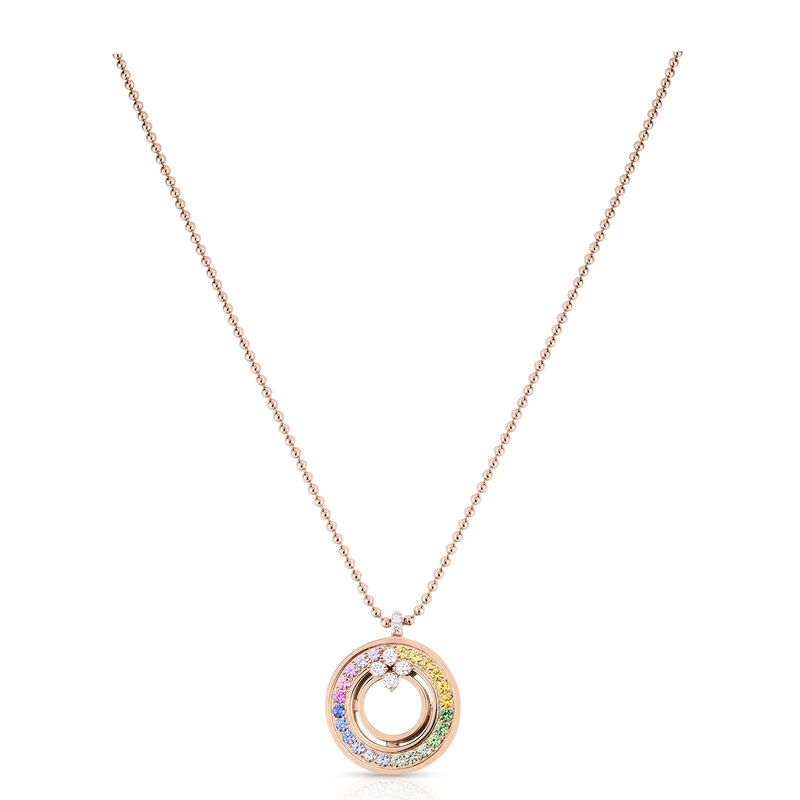 Roberto Coin's Love In Verona Rainbow Medallion 18K Rose Gold Necklace, image number 0