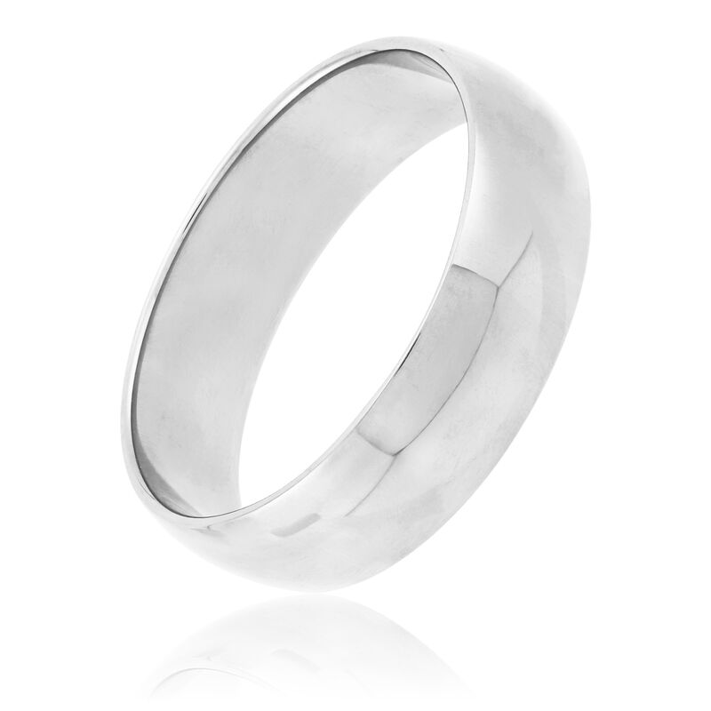White Gold Polished Rounded 6mm Band 18K image number 0