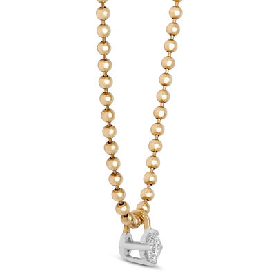 Ikuma Canadian Diamond Solitaire Beaded Chain Necklace, 14K Yellow Gold Multi Tone