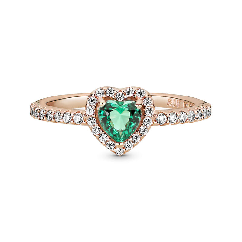 Pandora Sparkling Elevated Green Crystal Heart & CZ Ring image number 3