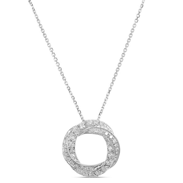 Crossover Diamond Loop Necklace, 18k White Gold