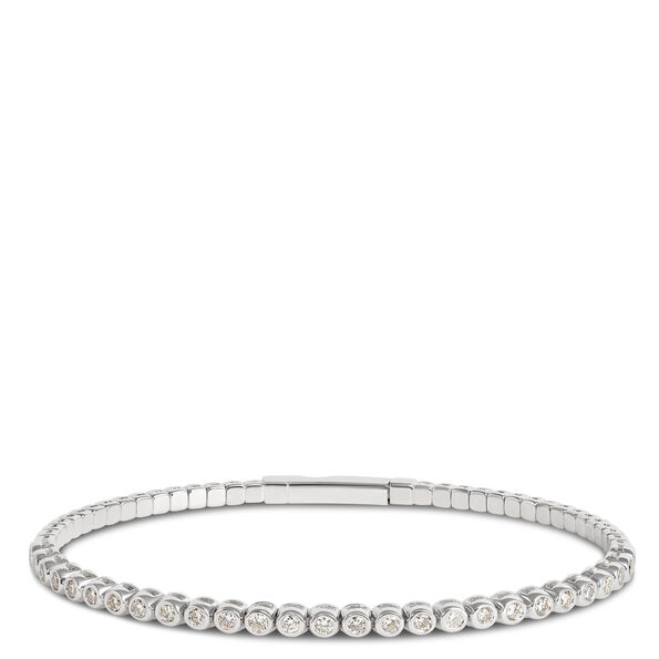 Bezel Set Diamond Bangle Bracelet, 14K White Gold