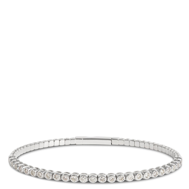 Bezel Set Diamond Bangle Bracelet, 14K White Gold image number 0