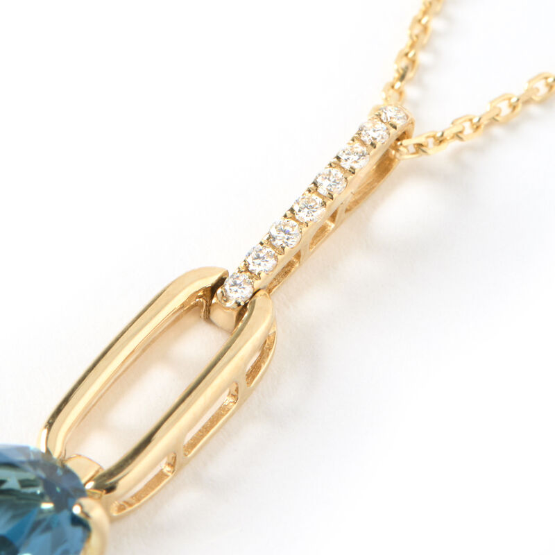 Blue Topaz and Diamond Pendant with Diamond Station Chain image number 2