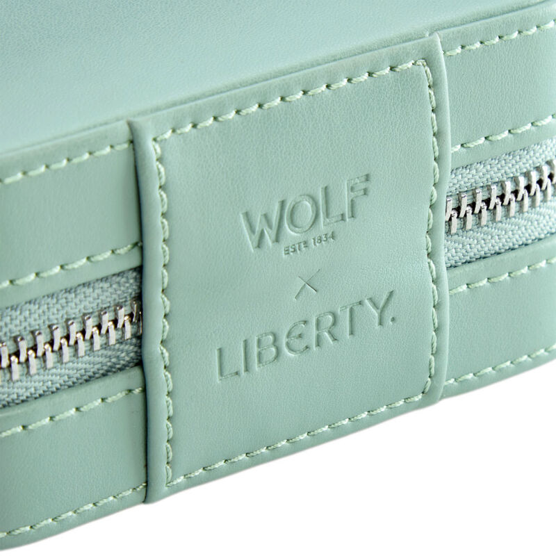 WOLF X LIBERTY Julia Interior Print Medium Jewelry Zip Case - Sage Green image number 5
