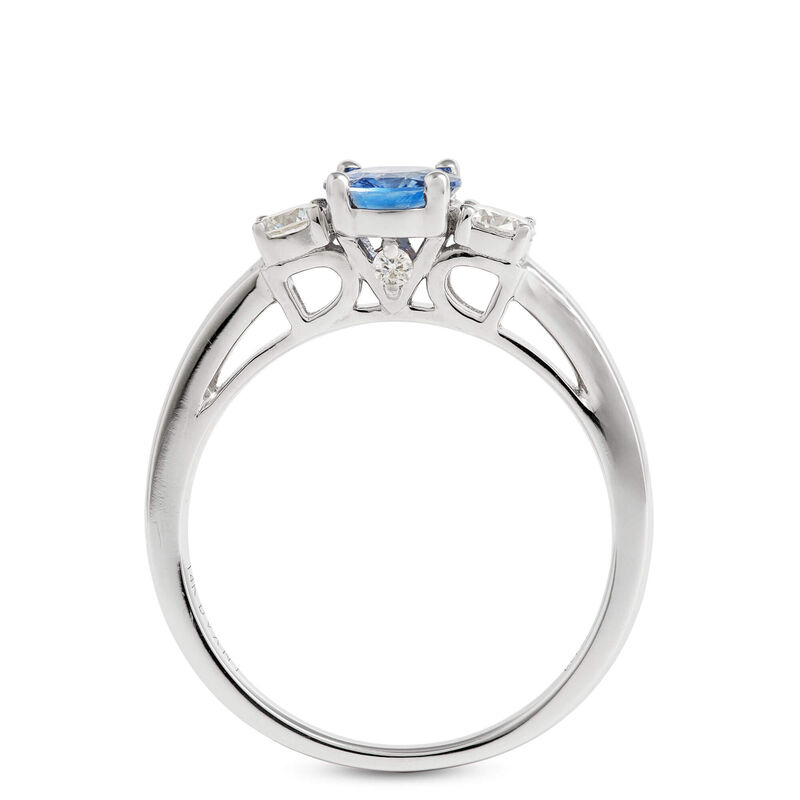 Round Cut Sapphire and Diamond Ring, 14K White Gold image number 2