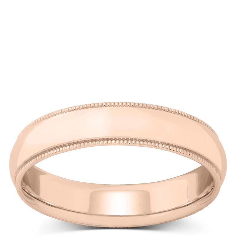 Rose Gold Polished Milgrain Edge Comfort Fit 5mm Band 14K image number 0