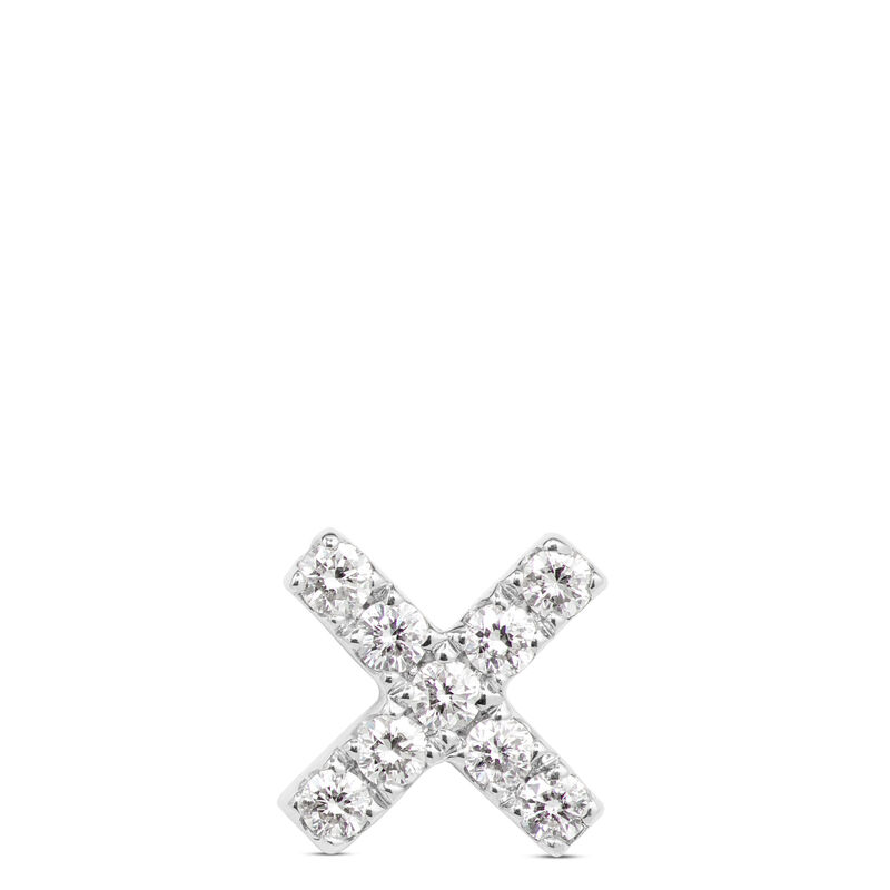 Diamond "X" Single Stud Earring, 14K White Gold image number 0