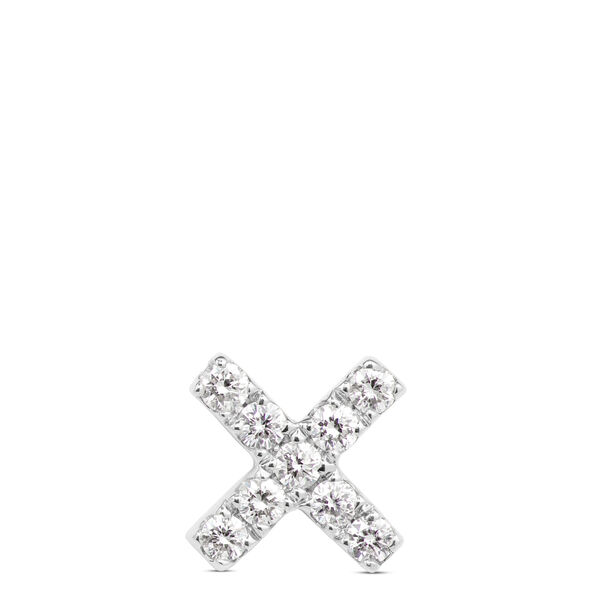 Diamond "X" Single Stud Earring, 14K White Gold