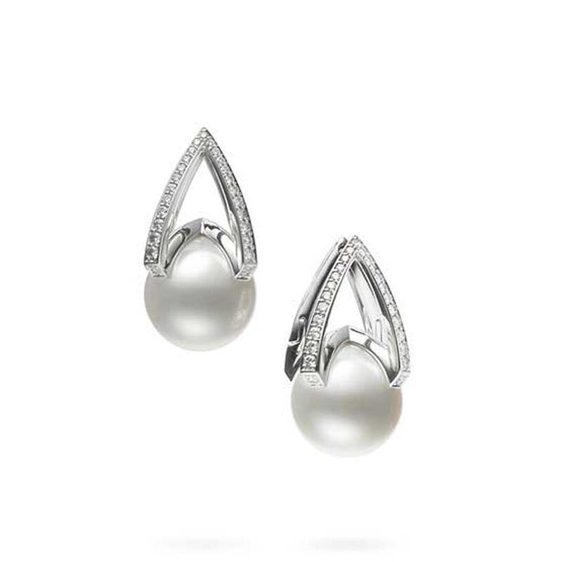 Mikimoto M Collection White South Sea Cultured Pearl & Diamond Earrings 18K image number 0