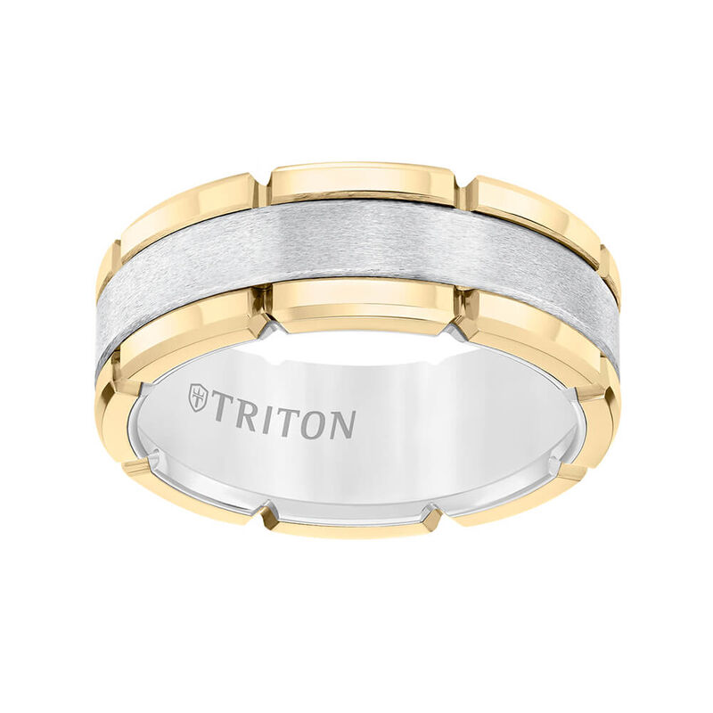 TRITON Contemporary Comfort Fit Brush Finish Yellow Link Edge Band in White Tungsten, 8 mm image number 2