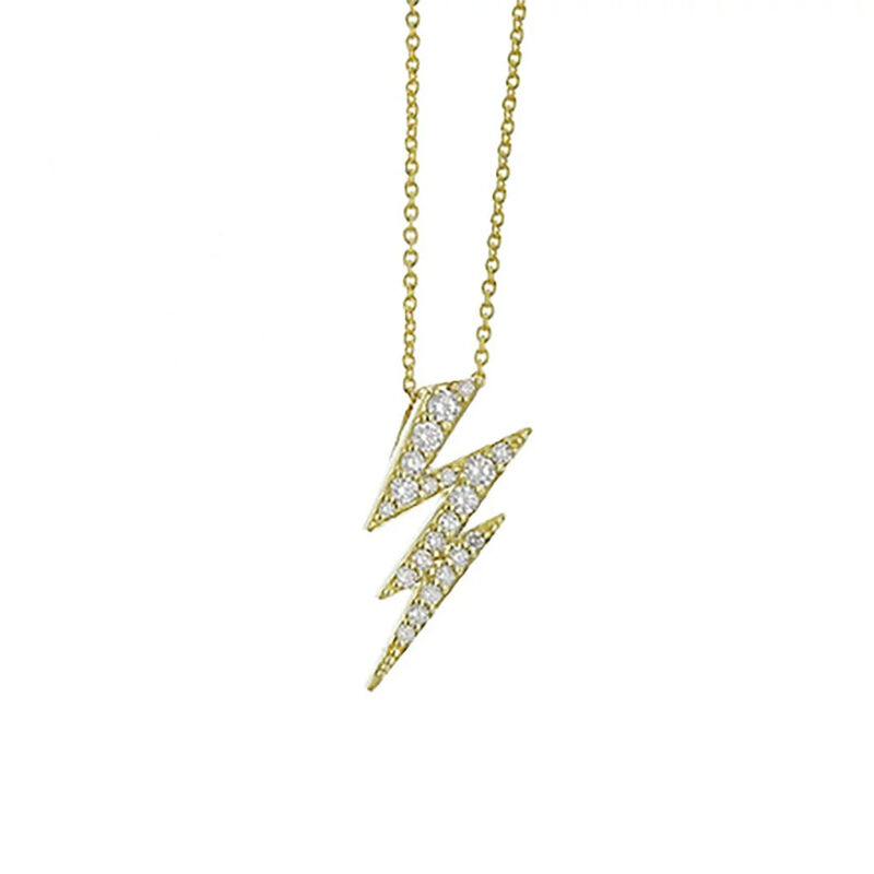 Roberto Coin Tiny Treasures Diamond Lightning Bolt Pendant Necklace 18K Yellow Gold, 18 Inches image number 0