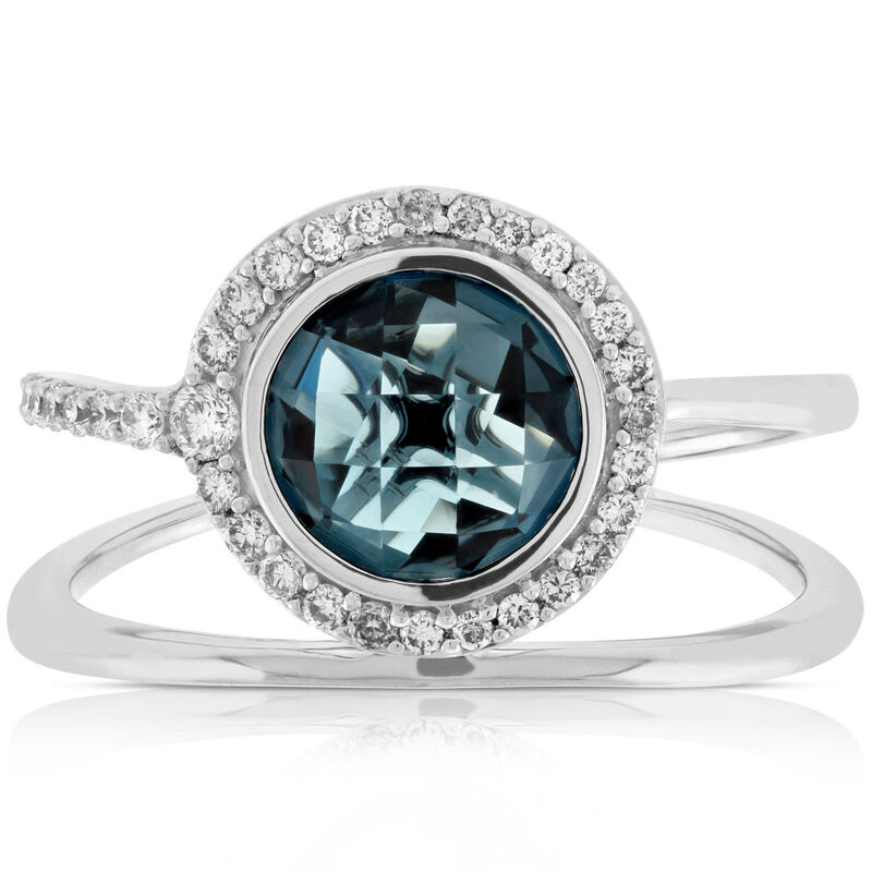 Blue Topaz & Diamond Ring 14K image number 2