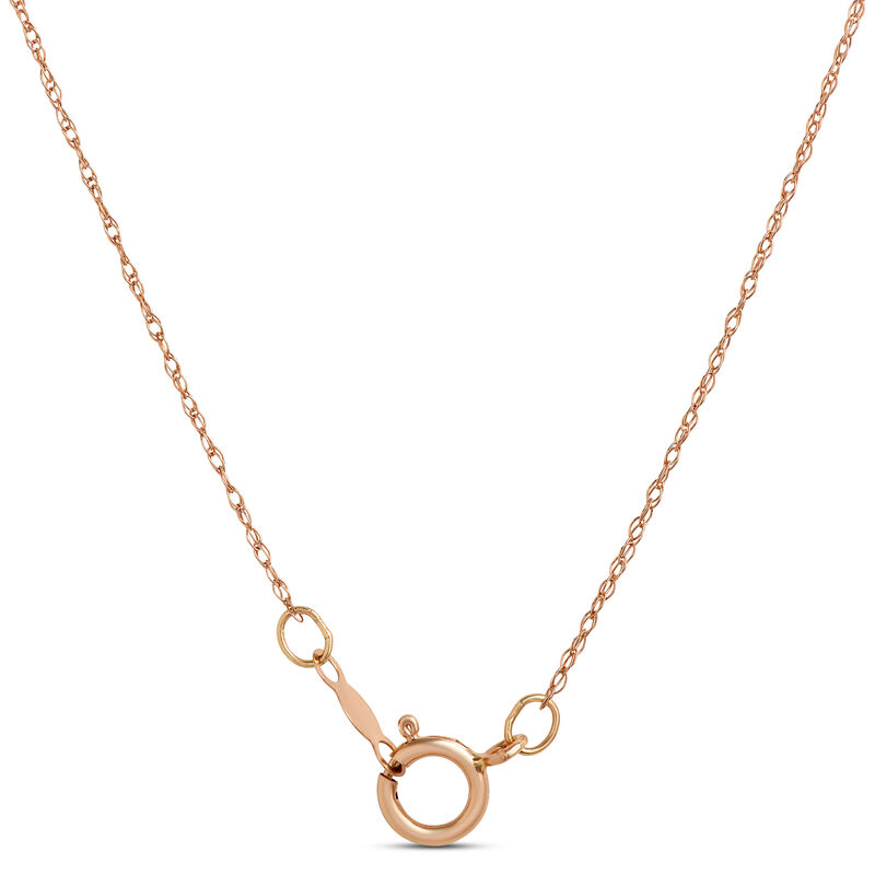 Round Morganite and Diamond Halo Pendant Necklace, 1/10 Carat, 14K Rose Gold image number 2