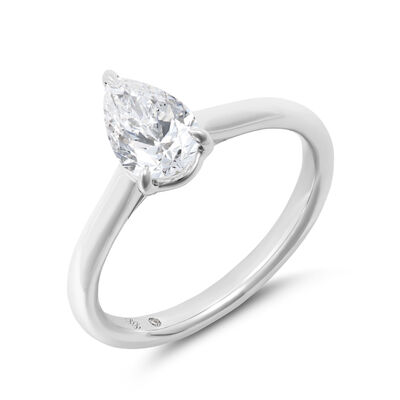 Bella Ponte &ldquo;Whisper&rdquo; Pear Shape Diamond Engagement Ring, 14K White Gold Size 6.5