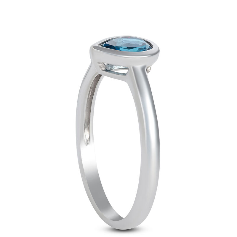 Blue Topaz and Diamond Open Ring, 14K White Gold image number 1