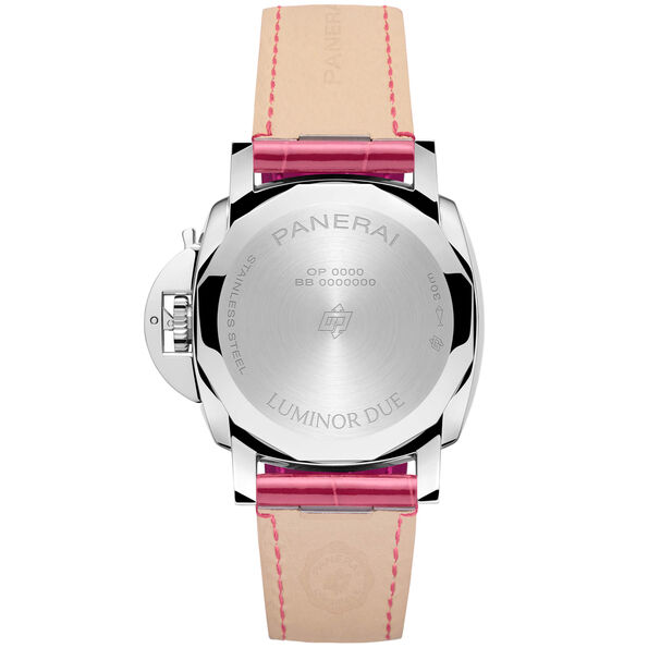 Panerai Luminor Due Luna Watch White Dial Pink Leather Strap, 38mm