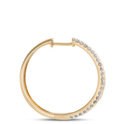 27MM Bold Diamond Hoops, 1 Total Carat Weight, 14K Yellow Gold