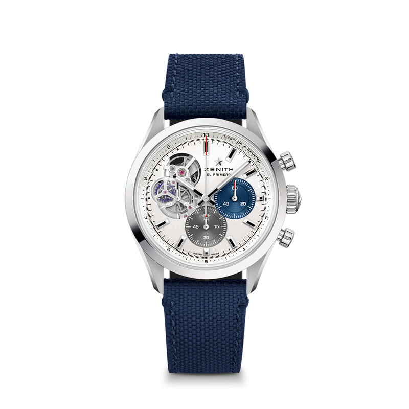 Zenith CHRONOMASTER Open Watch White Dial Blue Rubber Strap, 39.5mm image number 1