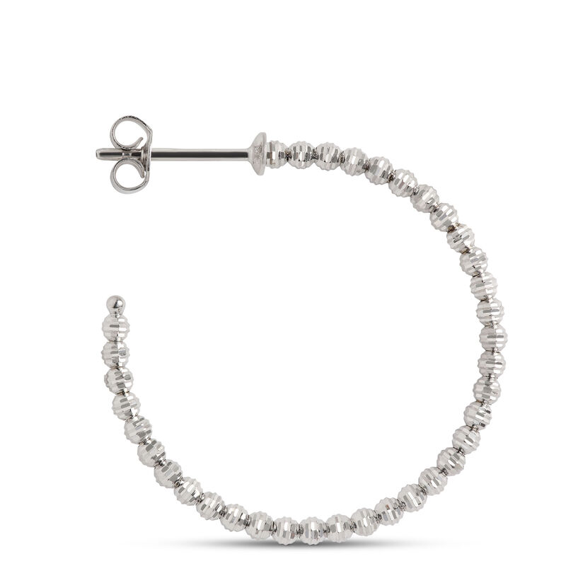 Toscano 25MM Beaded Hoop Earrings in 14K White Gold image number 1