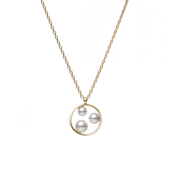 Mikimoto Open Circle Triple Akoya Cultured Pearl Necklace 18K
