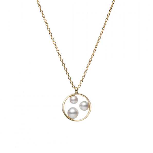 Mikimoto Open Circle Triple Akoya Cultured Pearl Necklace 18K